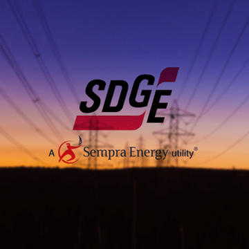 SDGE logo with powerline in background 