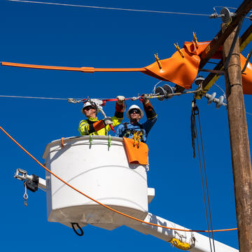 Line Worker in Bucket