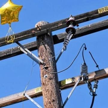 Mylar balloon caught in a power line