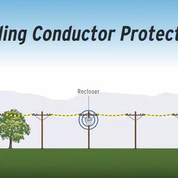 Illustration of a falling conductor protection system