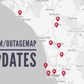 SDGE outage map image with sdge.com/outagemap URL