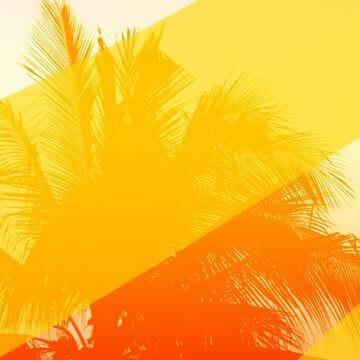 Graphic image of the top of a palm tree with yellow and various shades of orange
